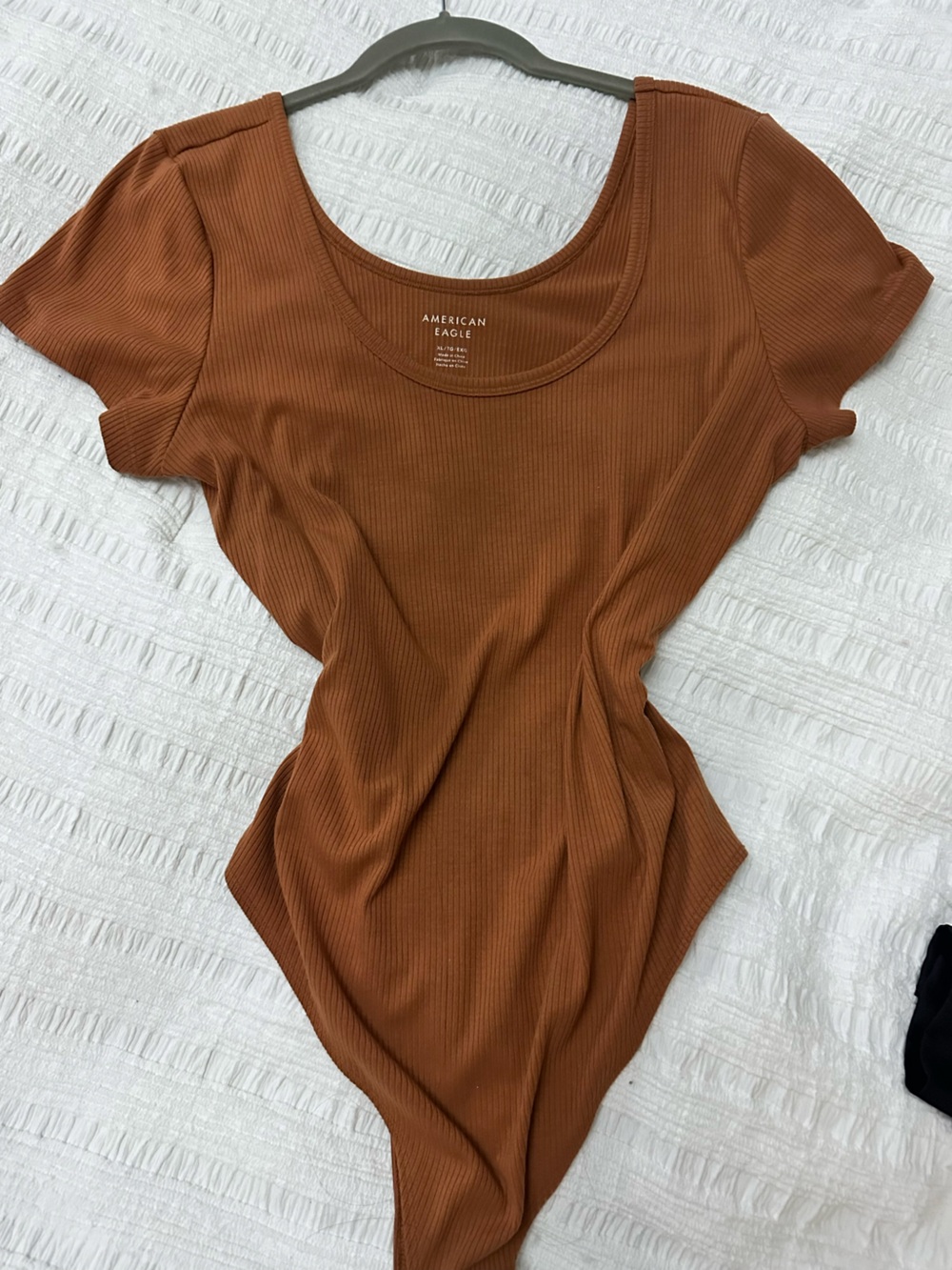 American Eagle Outfitters Ribbed Scoop Neck Tee — Rust
